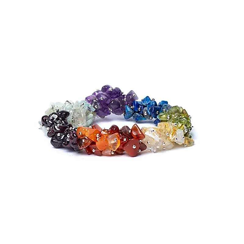 Elastische armband chakra chips met natuurlijke AA kwaliteit edelstenen voor energiebalans