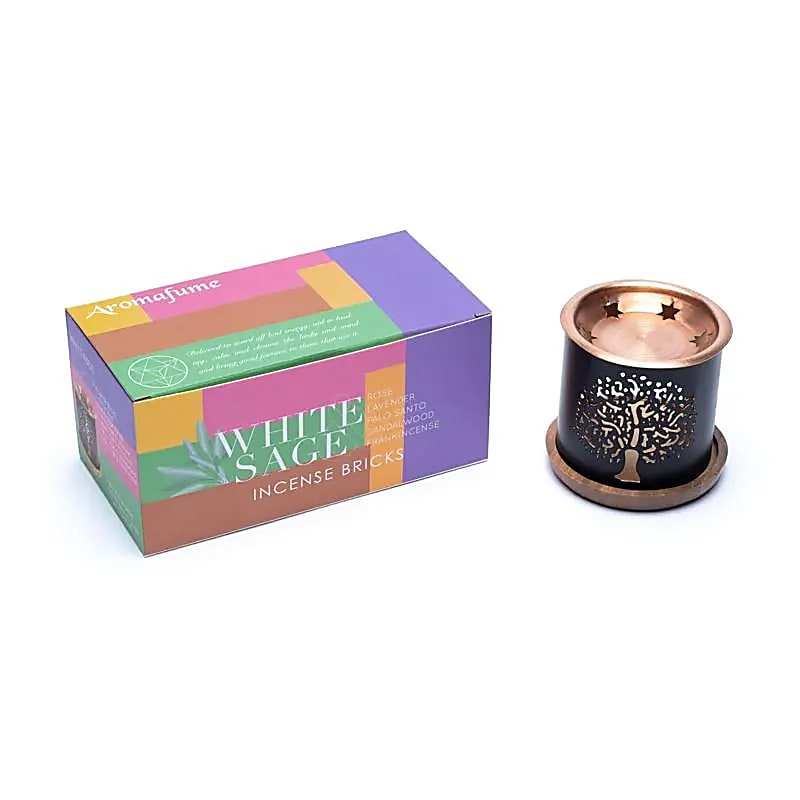 Aromafume Witte Salie wierookset met diffuser levensboom voor energetische zuivering en spirituele rust