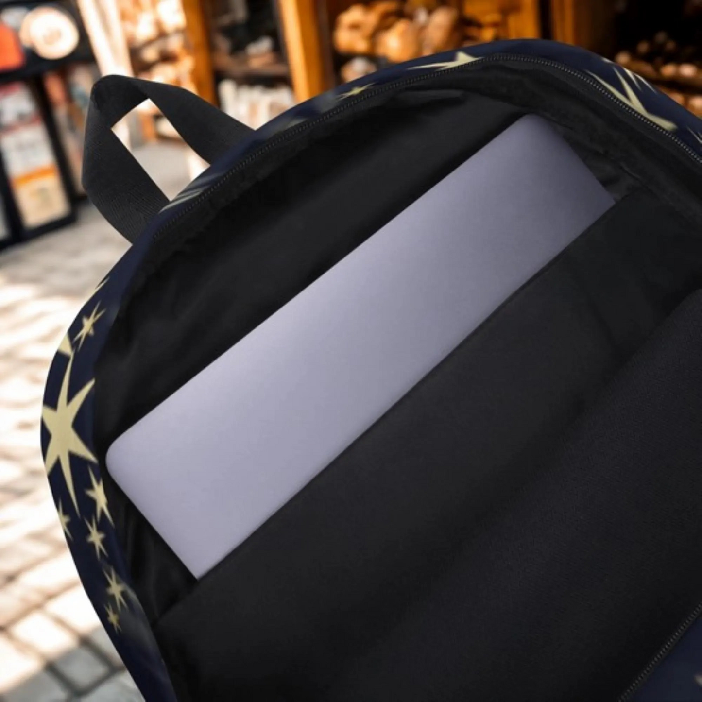Spacious Shining Star Backpack Cosmic School Bag with laptop compartment and starry design