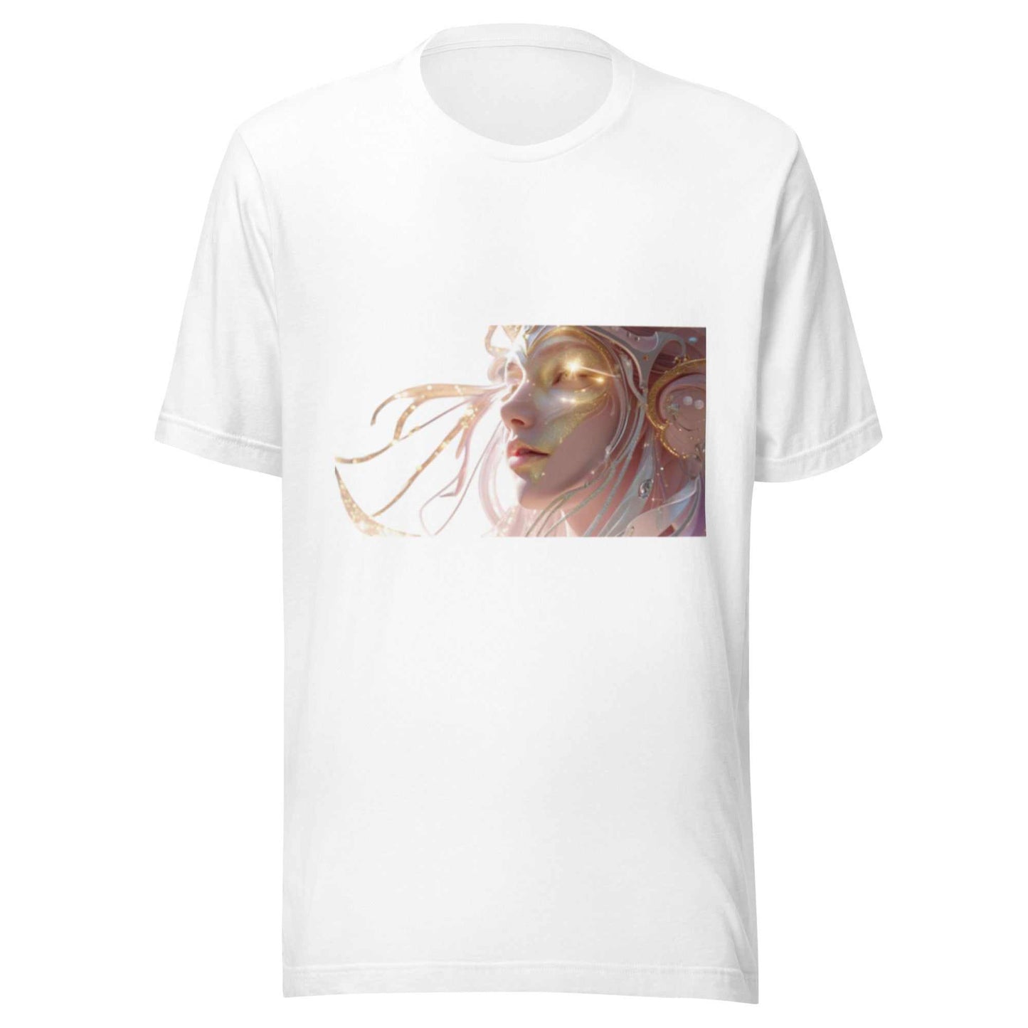 wit T-shirt met mystiek kosmisch design en zachte katoenen stof