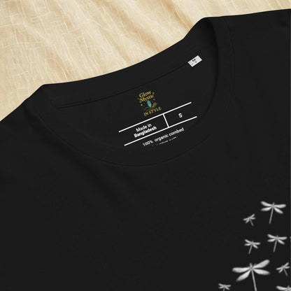 Black Bloom & Fly Mystic Daisy Organic Cotton Tee with white daisy design and round neck collar