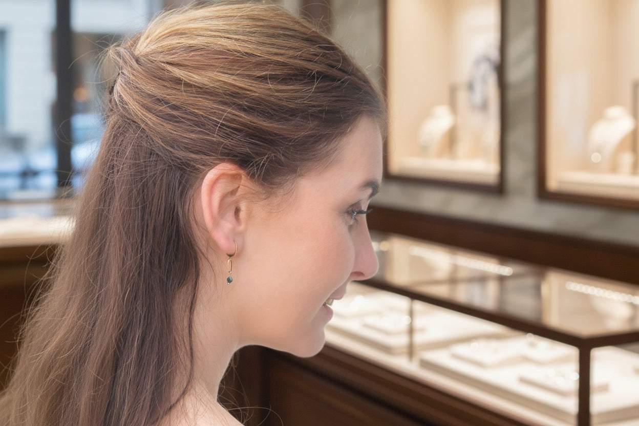 Smaragd oorbellen van goudkleurig stainless steel met facet geslepen smaragdsteen