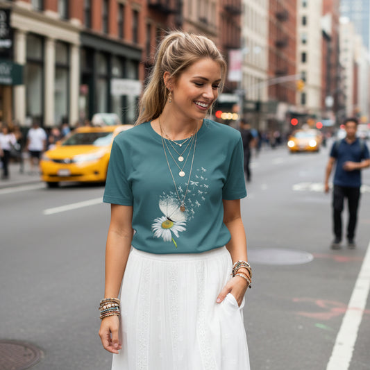 Duurzame Bloom & Fly Mystic Daisy Organic Cotton Tee met uniek madeliefje ontwerp, gemaakt van 100% biologische katoen.