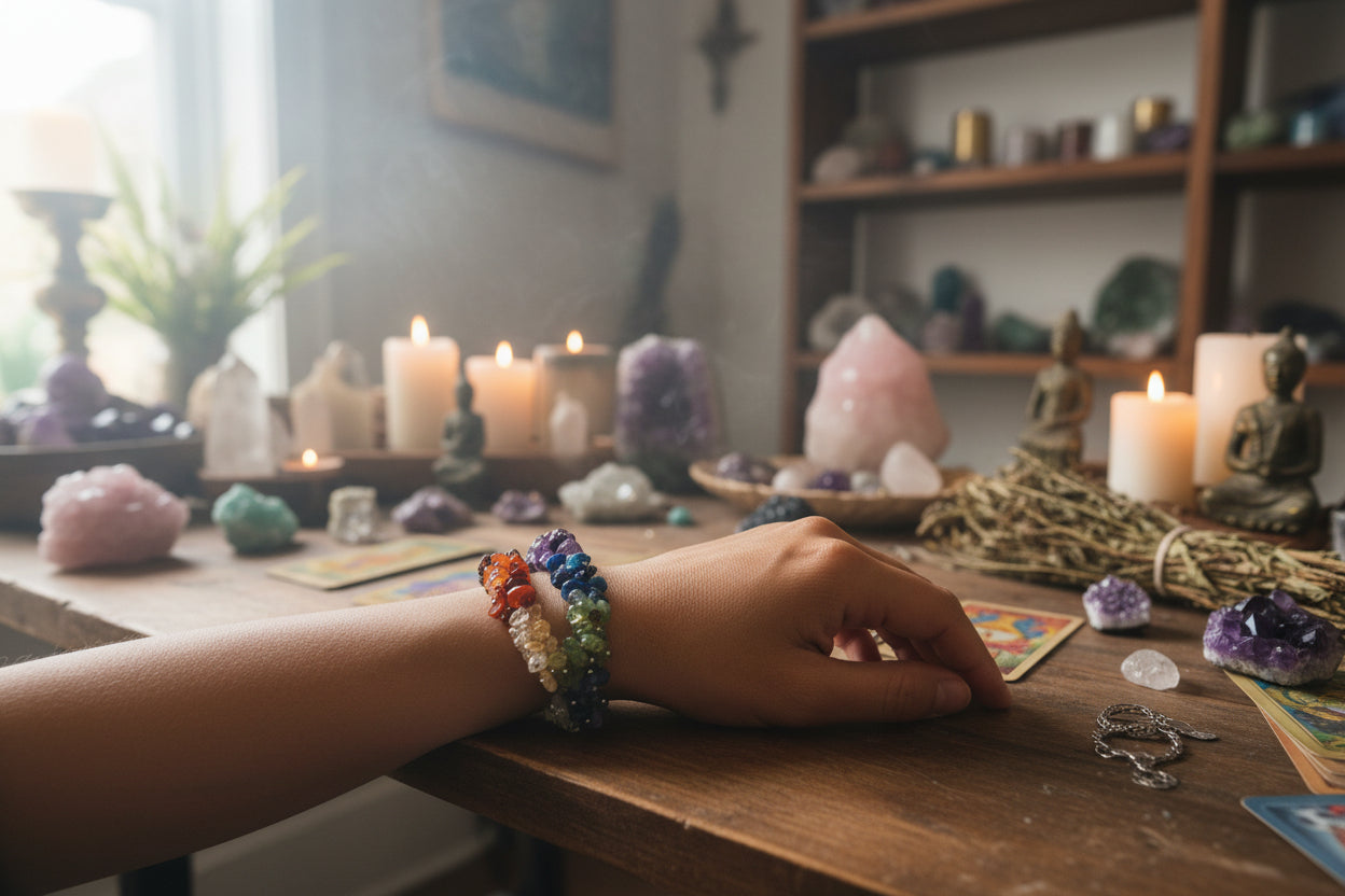 Armband chakra chips AA kwaliteit elastisch