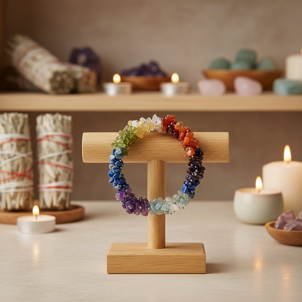 Armband chakra chips AA kwaliteit elastisch