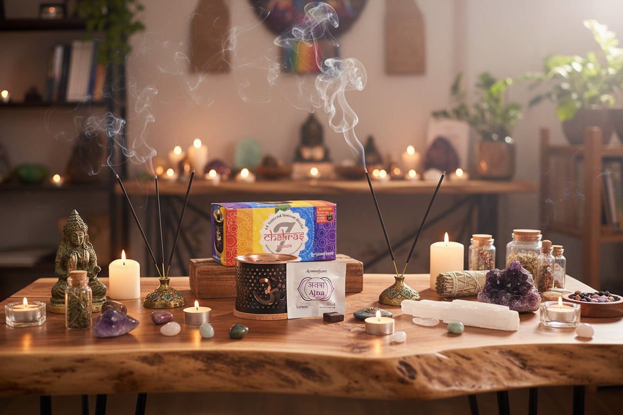 Aromafume 7 Chakra Probeerset – Wierook Diffuser met 14 Wierookblokjes | Rookvrij Ritueel