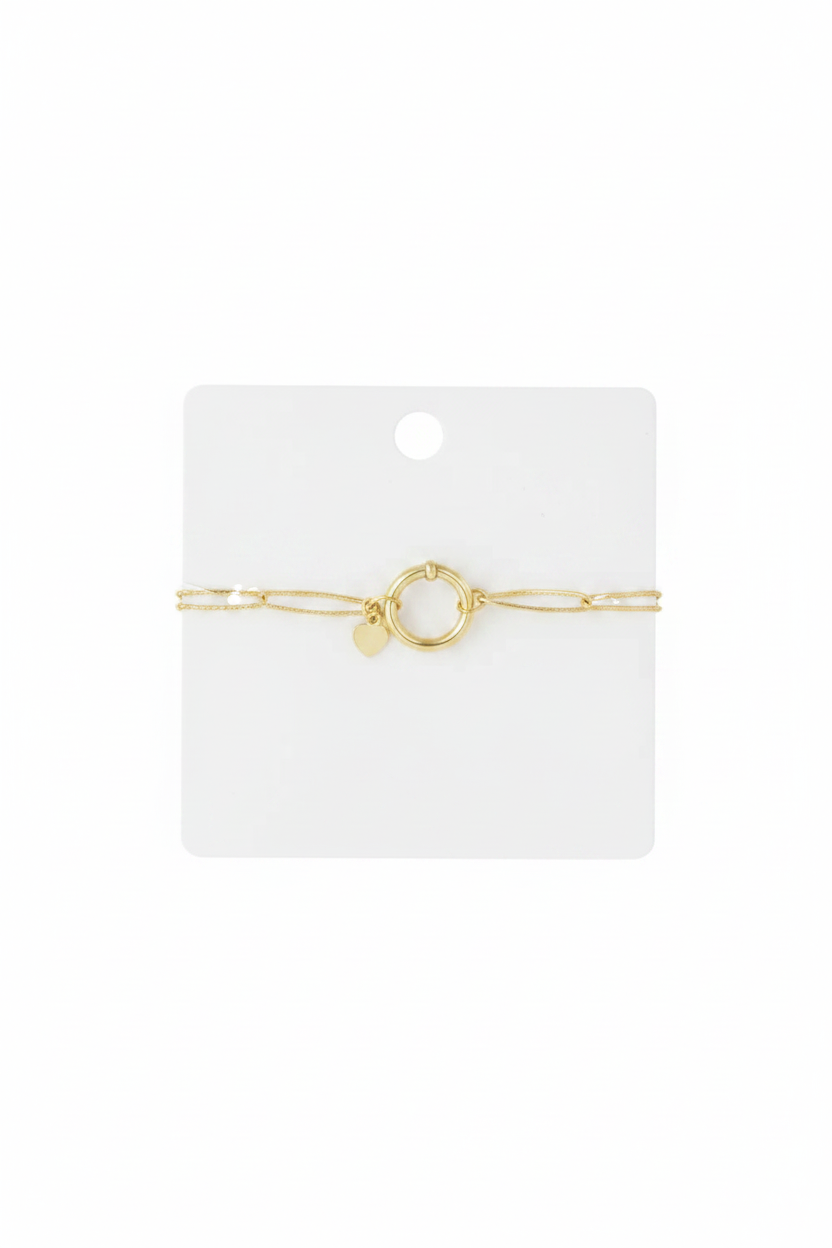 Glow Mystic in Style gouden DIY grove schakel armband van RVS op witte display