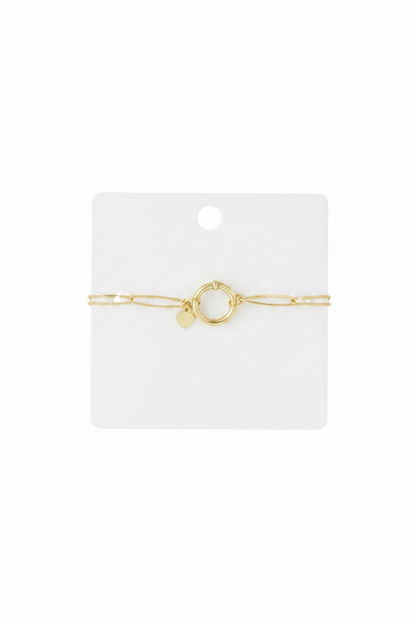 Glow Mystic in Style gouden DIY grove schakel armband van RVS op witte display