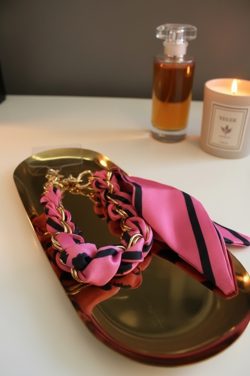 Luxe Stoffen Telefoonkoord Fuchsia Panter – Wild Romance
