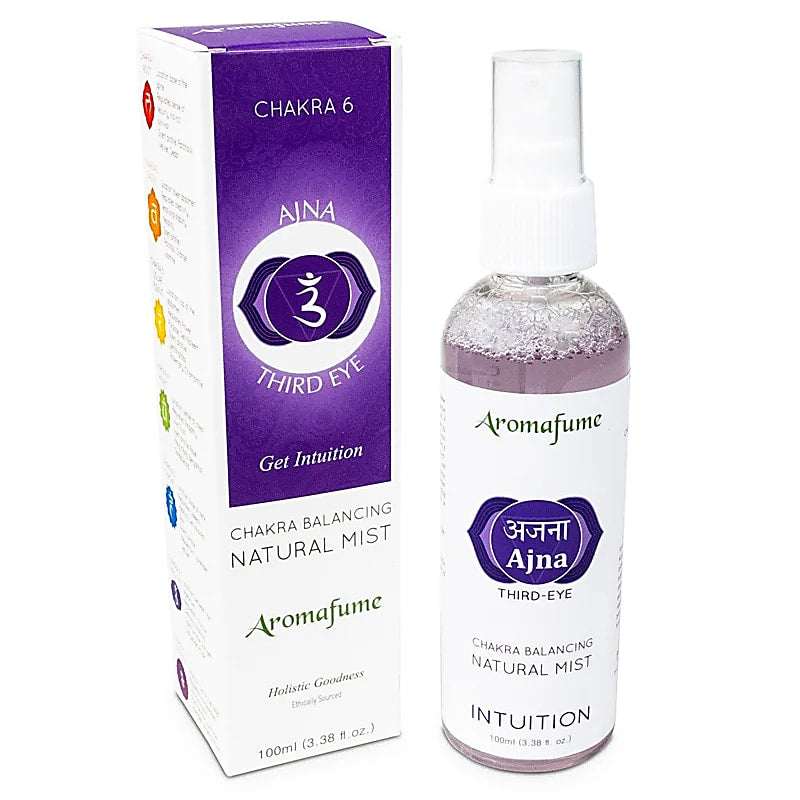 Chakra Gift Box met natuurlijke Aromafume Chakra Room Spray voor derde oog chakra balans en intuïtie ondersteuning