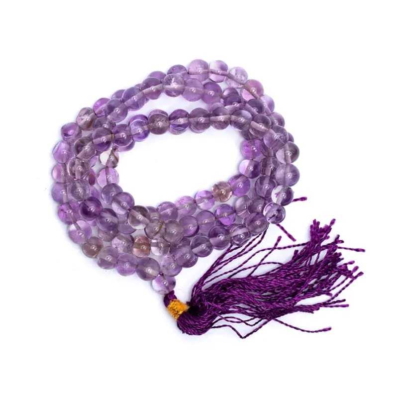 108-kralen amethist mala armband met paarse kwast voor innerlijke rust en bescherming