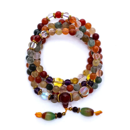 Mala Agaat Mix – 108 Kralen | Elastisch & Multifunctioneel