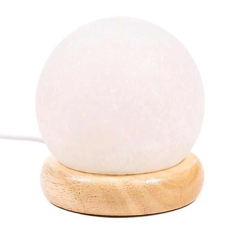 Mini Mood Zoutlamp Bol van Himalaya zout met zachte kleurrijke LED-verlichting en houten basis voor kalme sfeer