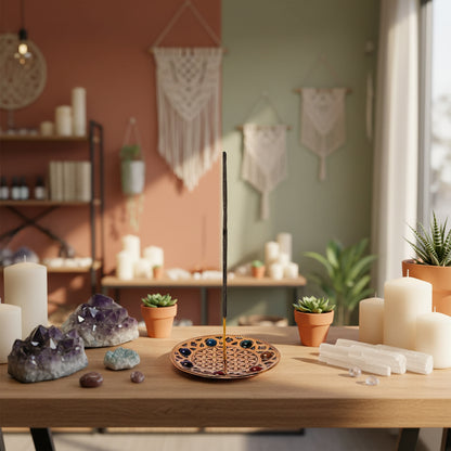 Wierookhouder Bloem des Levens – Koperkleurig | Spirituele Harmonie