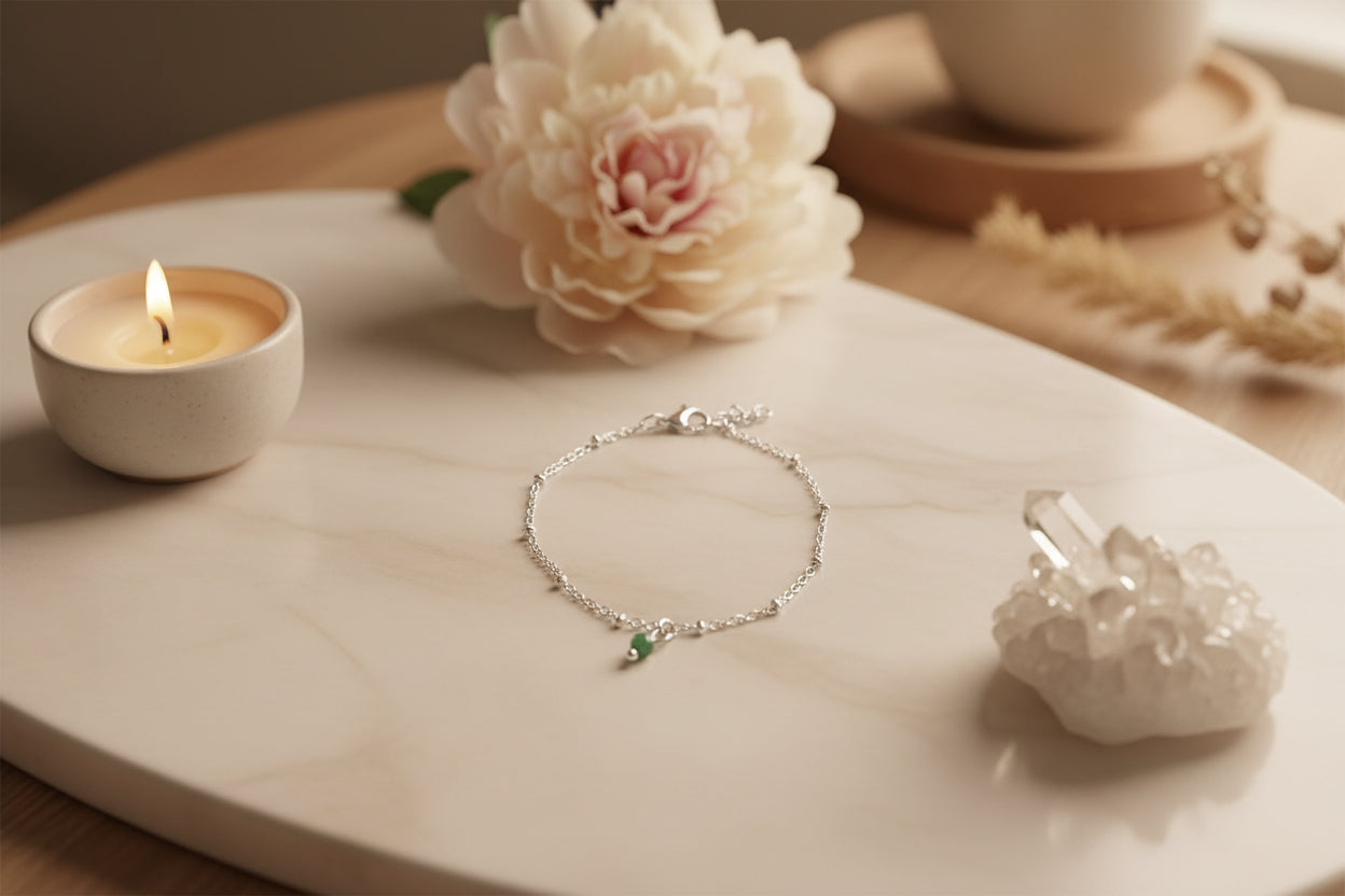 Stainless steel geboortesteen armband met natuurlijke edelsteen