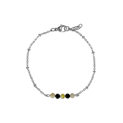 Zilveren armband met zwarte toermalijn en rutielkwarts edelstenen, roestvrij staal, elegant en beschermend