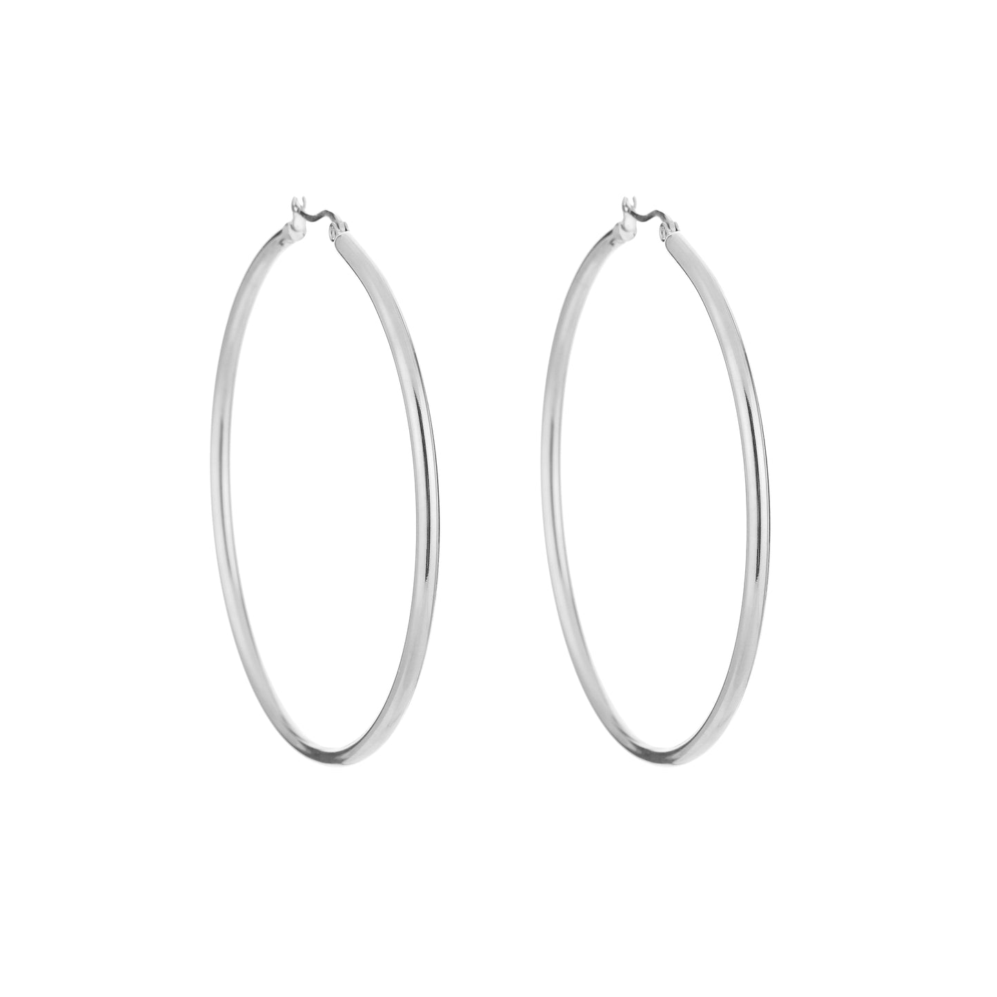 Glow Mystic in Style zilveren stainless steel basic hoop oorbellen 60 mm op witte achtergrond