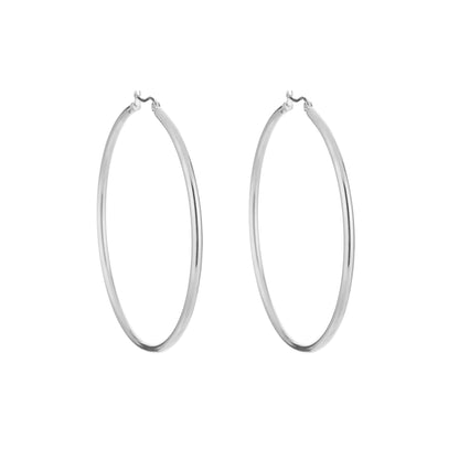 Glow Mystic in Style zilveren stainless steel basic hoop oorbellen 60 mm op witte achtergrond
