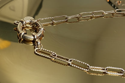 Glow Mystic in Style gouden link ketting van roestvrij staal vooraanzicht met kapittelsluiting