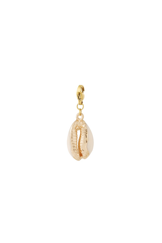 Gouden RVS schelp bedel met witte schelp voor bedelarmband of ketting - Glow Mystic in Style