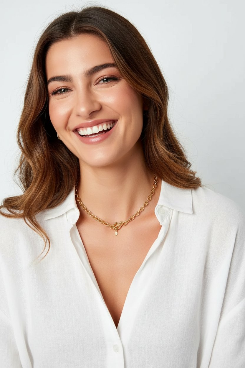 Gouden RVS schakelketting  voor een elegante dagelijkse look.