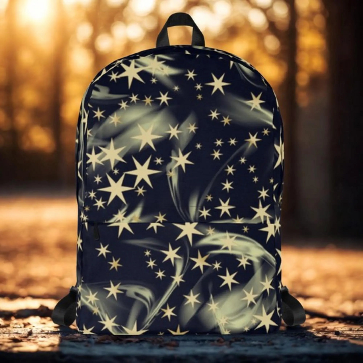 Shining Star Backpack Cosmic School Bag with starry cosmic design, durable polyester, multiple compartments, and padded straps for comfort.