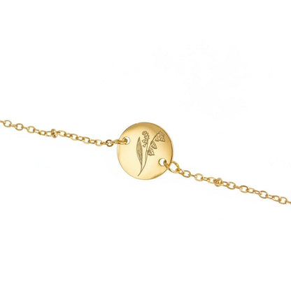Goudkleurige geboortebloem armband gepersonaliseerd