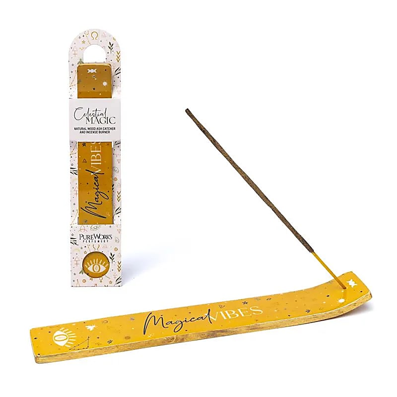 Celestial Magic Magical Vibes incense set with wooden holder and free extra holder, featuring lavender and rosemary scent