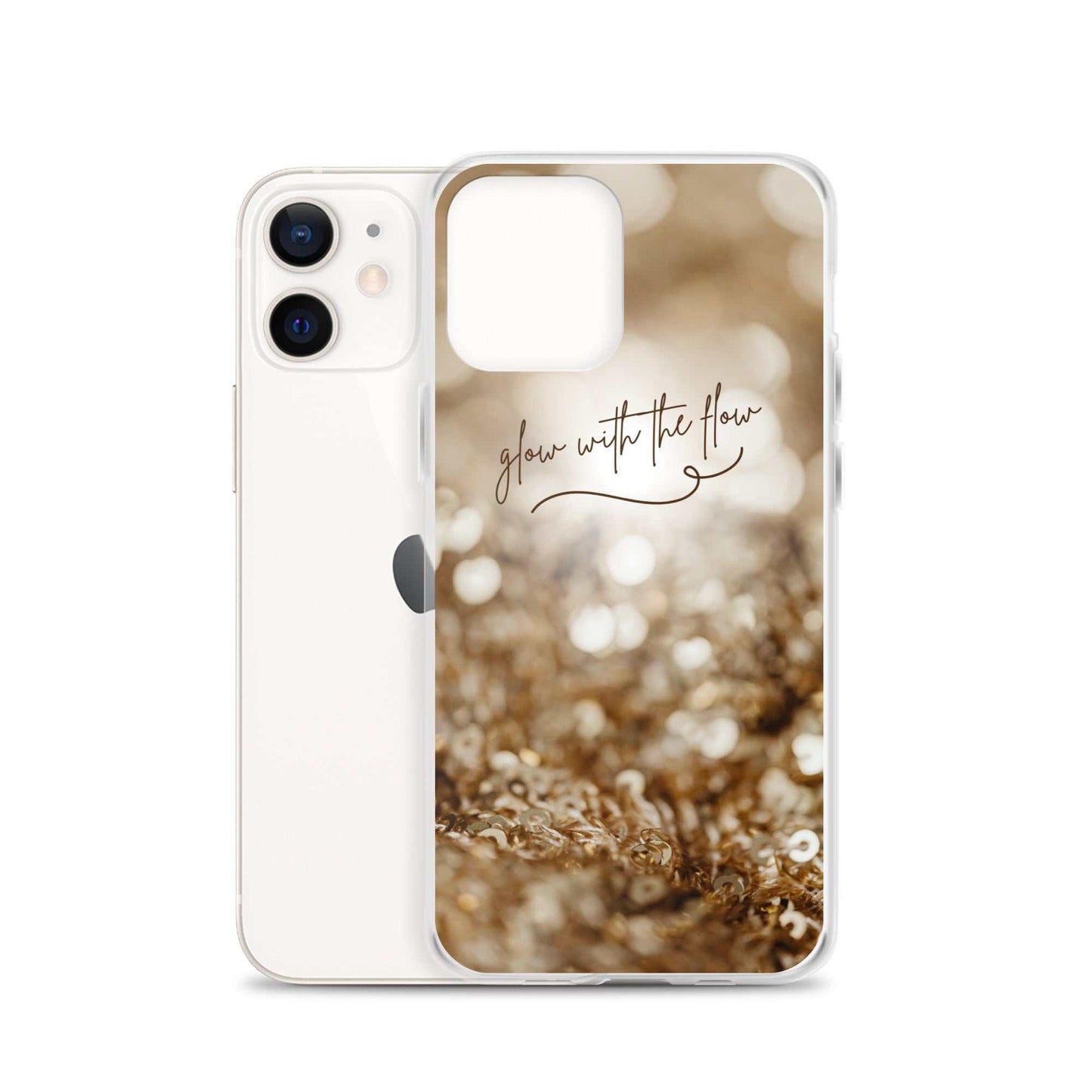 Glow With The Flow iPhone Case with glowing abstract design, durable polycarbonate back, flexible sides, and precise cutouts for easy access and wireless charging.