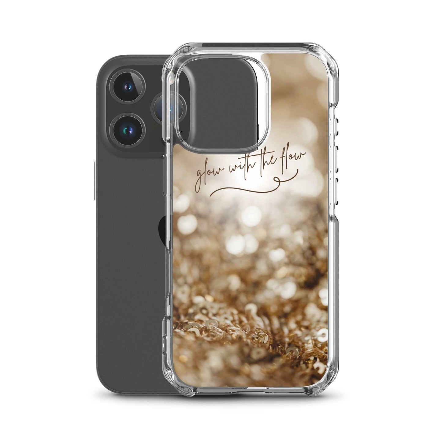 Glow With The Flow iPhone case with clear polycarbonate back and glowing bokeh design, durable and slim protective cover