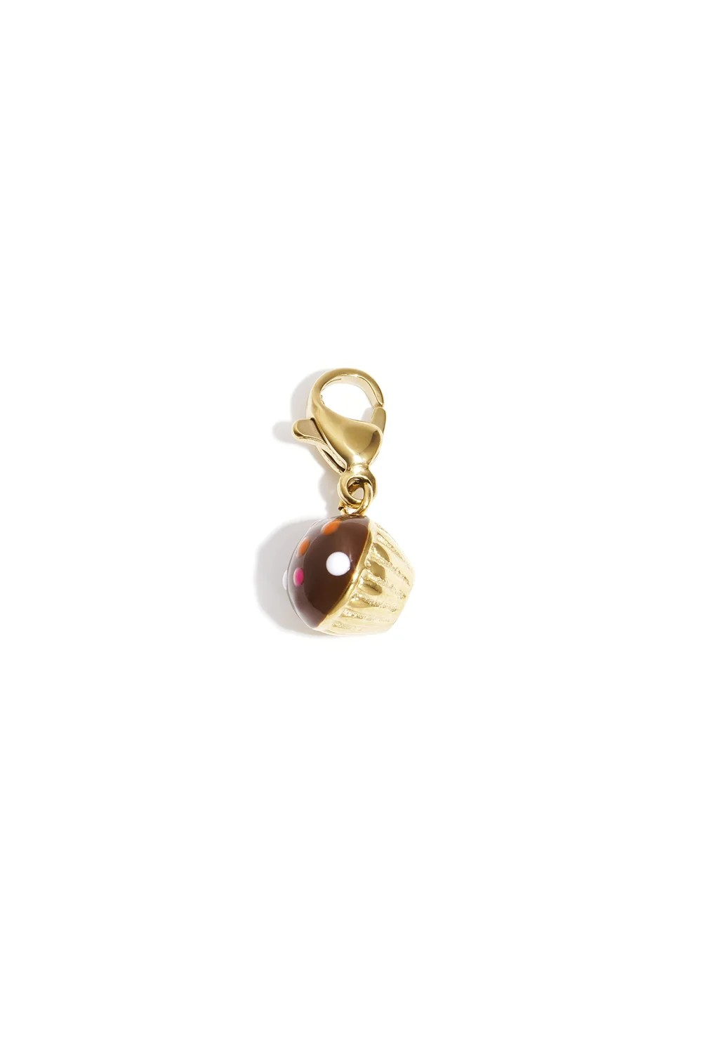 Gouden RVS cupcake bedel met emaille voor ketting of bedelarmband