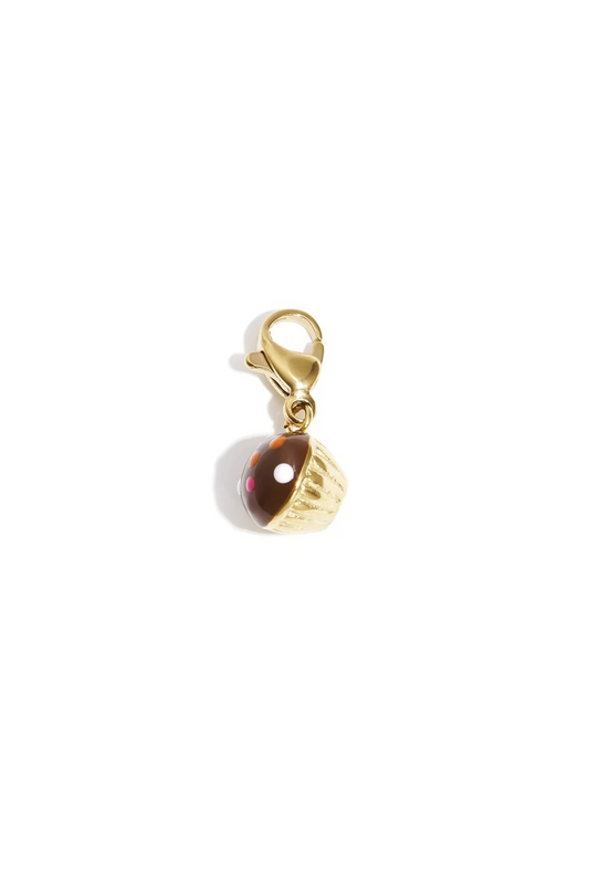 Gouden RVS cupcake bedel met emaille voor ketting of bedelarmband