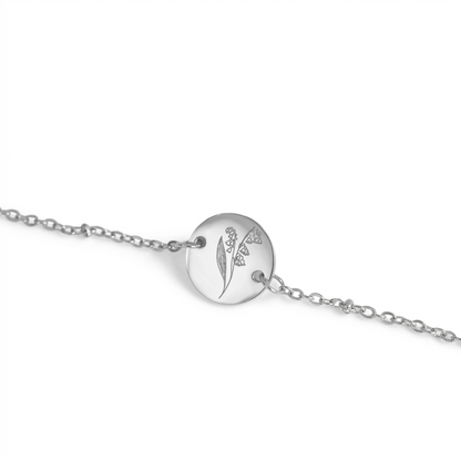 Zilverkleurige geboortebloem armband gepersonaliseerd met gravure