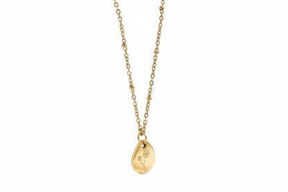 Gouden geboortebloem ketting met gegraveerde bloem bedel