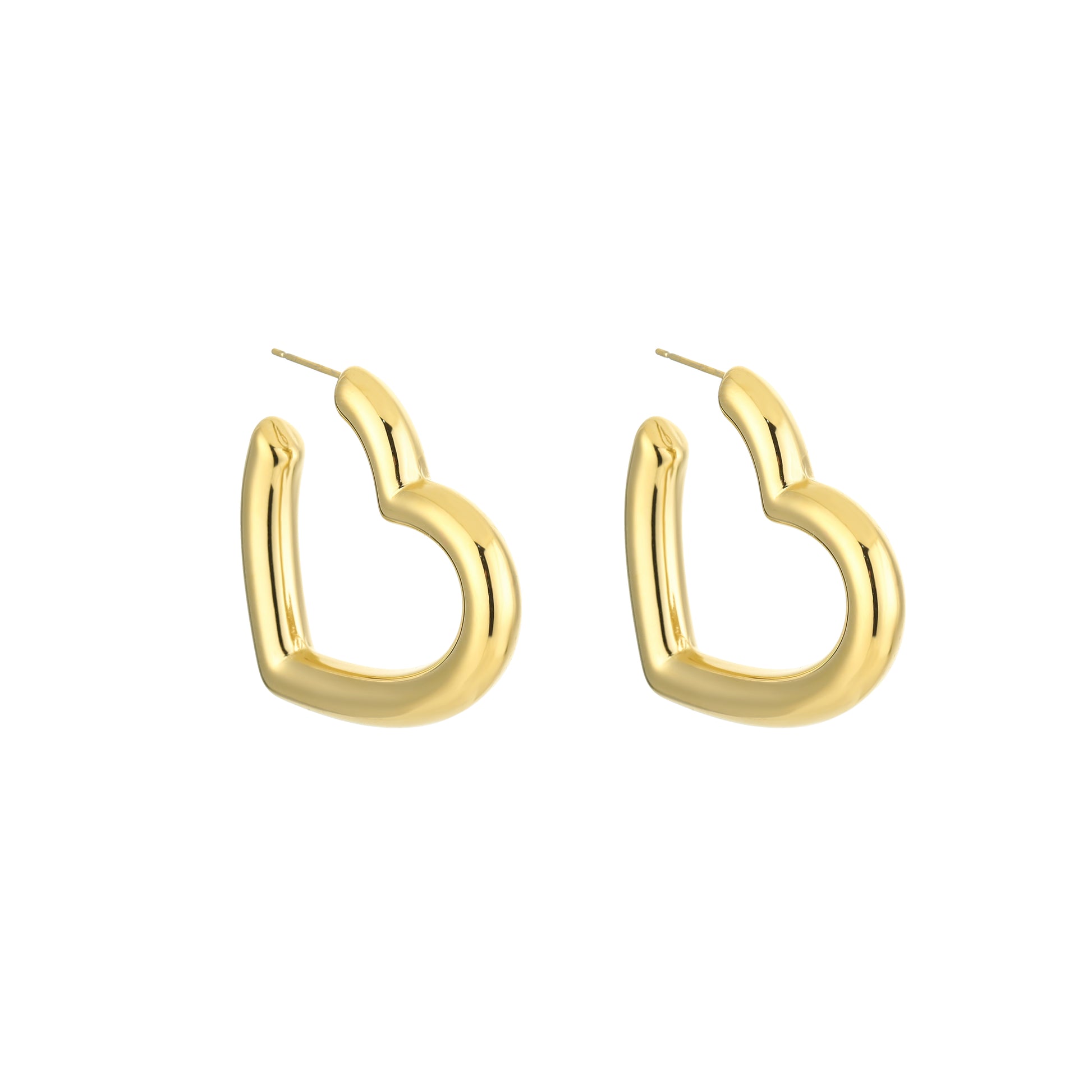 Glow Mystic in Style goudkleurige hart vormige love hoops op witte achtergrond