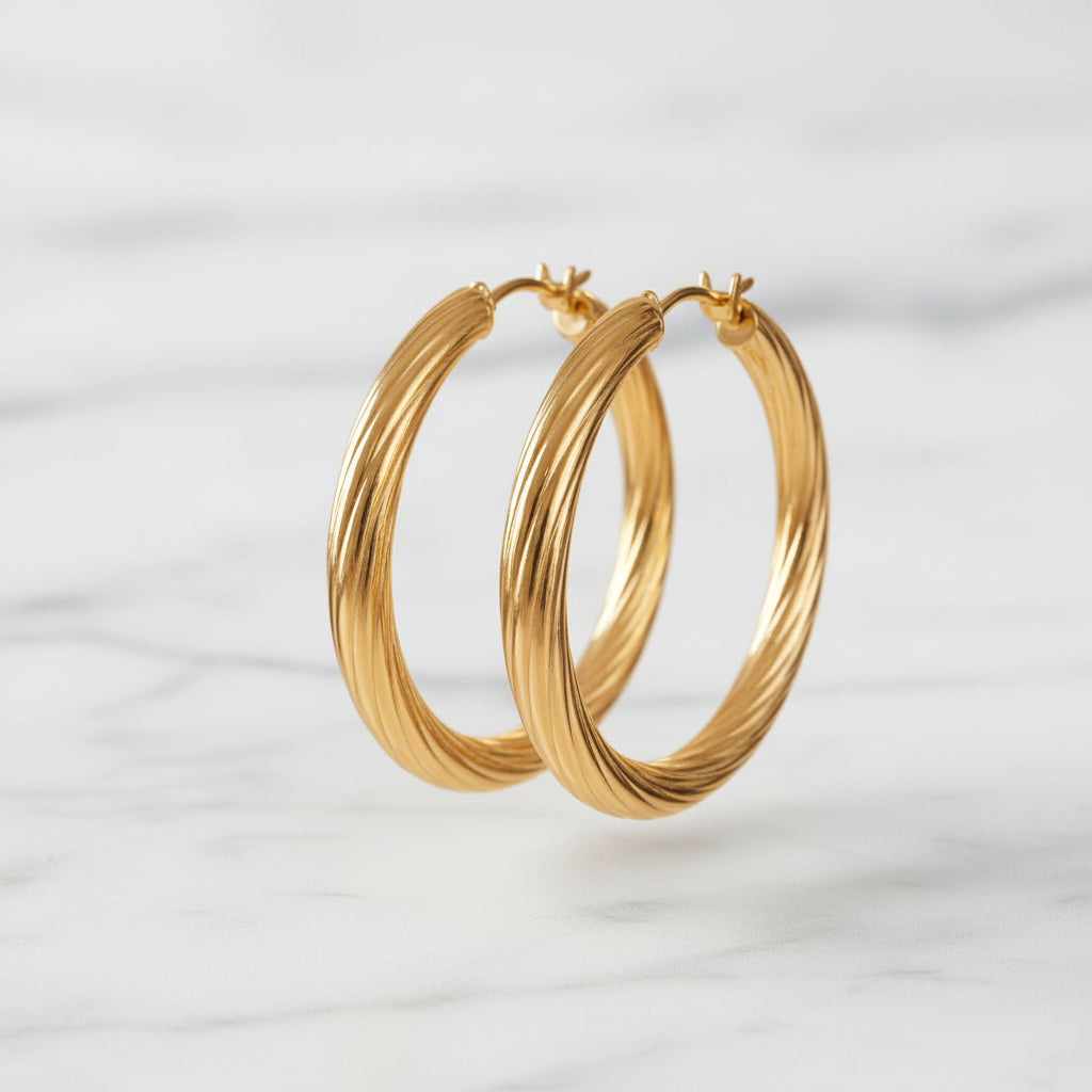 Aura Chunky Hoops gouden hoops oorbellen minimalistische sieraden