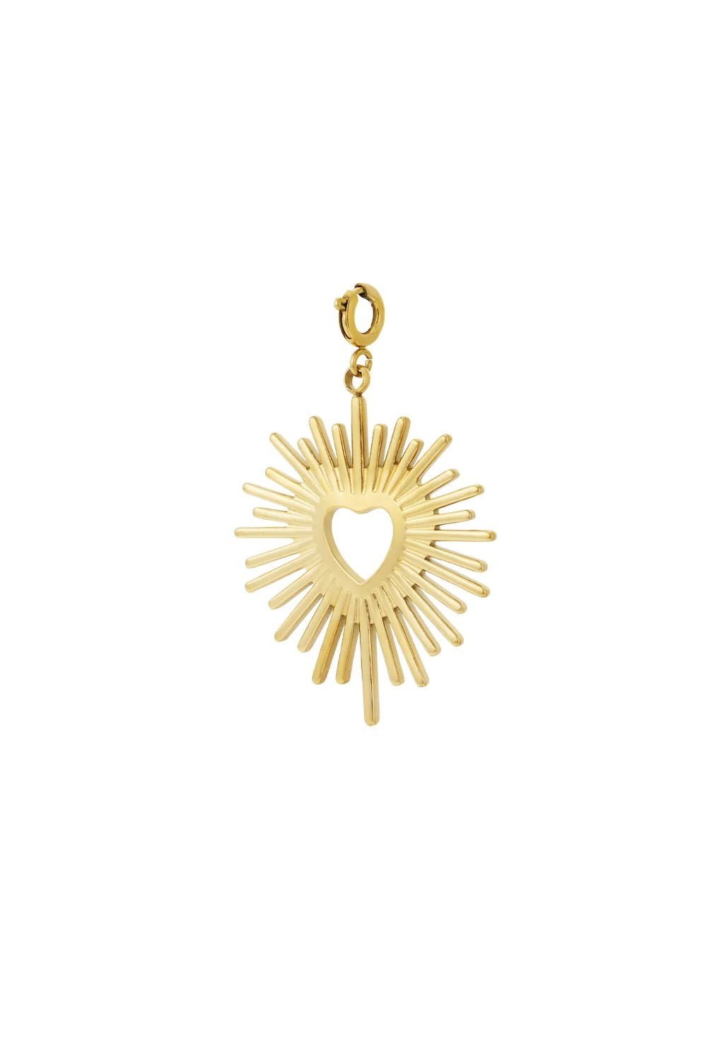 Luxe 14K vergulde zon hart bedel van roestvrij staal voor ketting.