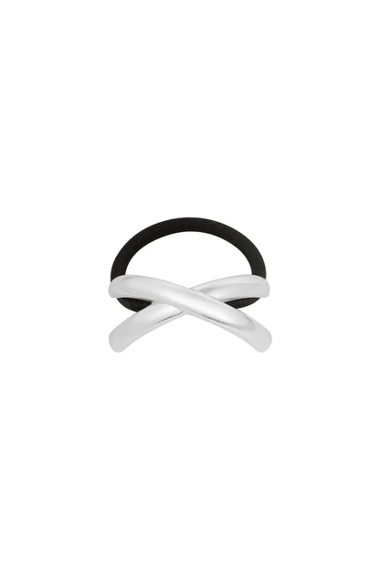 Zilveren metalen crossover cuff haarelastiek