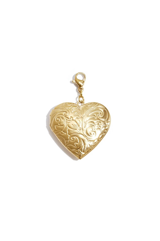Gouden RVS hart medaillon bedel met fotovak voor ketting of bedelarmband