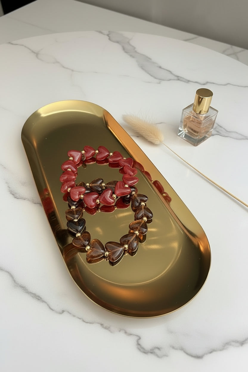 Glow Mystic in Style chunky hartjes armbanden duo-pack op gouden schaal