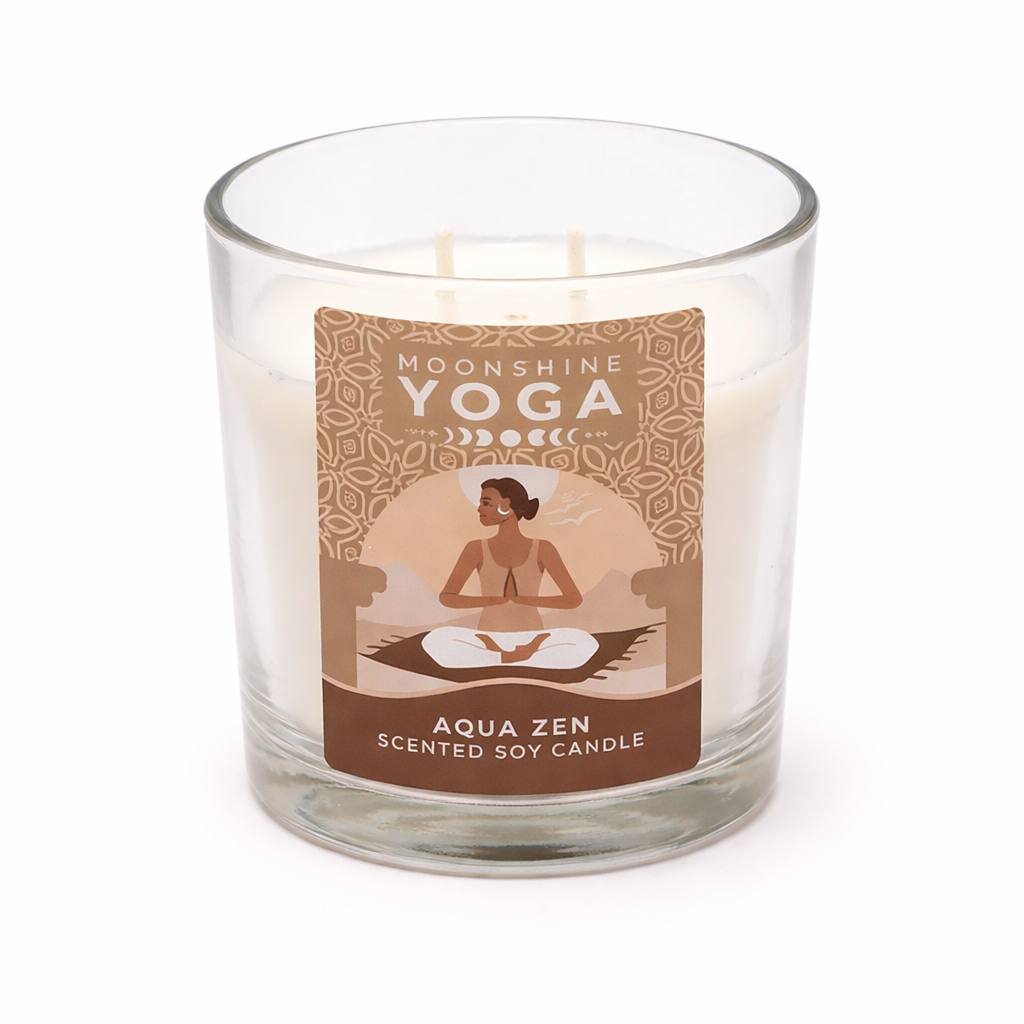 Moonshine Yoga Geurkaars Giftset – 2 Sojawas Kaarsen (Aqua Zen & Moonlit Jasmine)