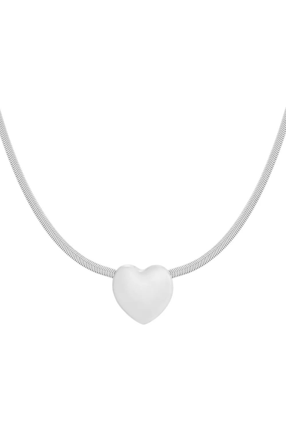 Glow Mystic in Style zilverkleurige roestvrijstalen slangenketting met bol hartje
