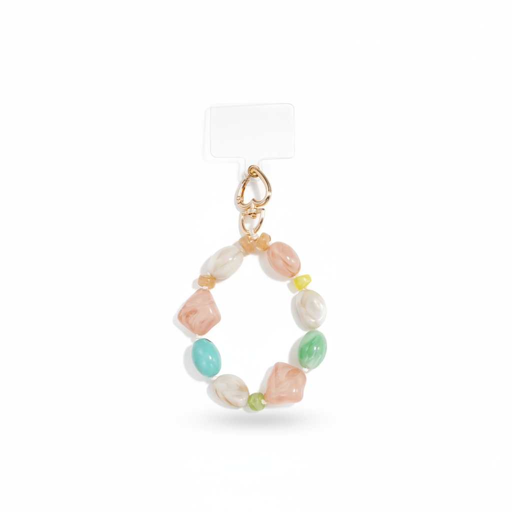 Glow Mystic in Style chunky acryl telefoonkoord in pastelkleuren met transparant hoesje kaartje
