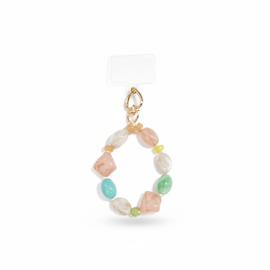 Glow Mystic in Style chunky acryl telefoonkoord in pastelkleuren met transparant hoesje kaartje