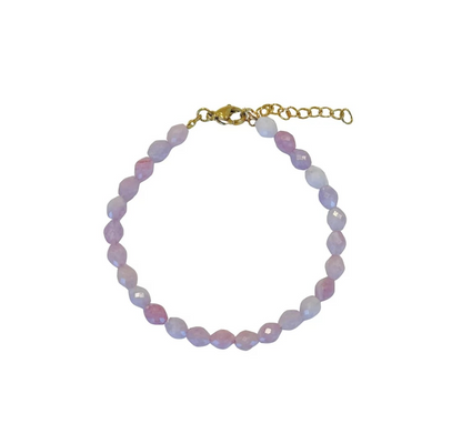 Glow Mystic in Style handgemaakte Kunziet edelsteen armband op roestvrij staaldraad