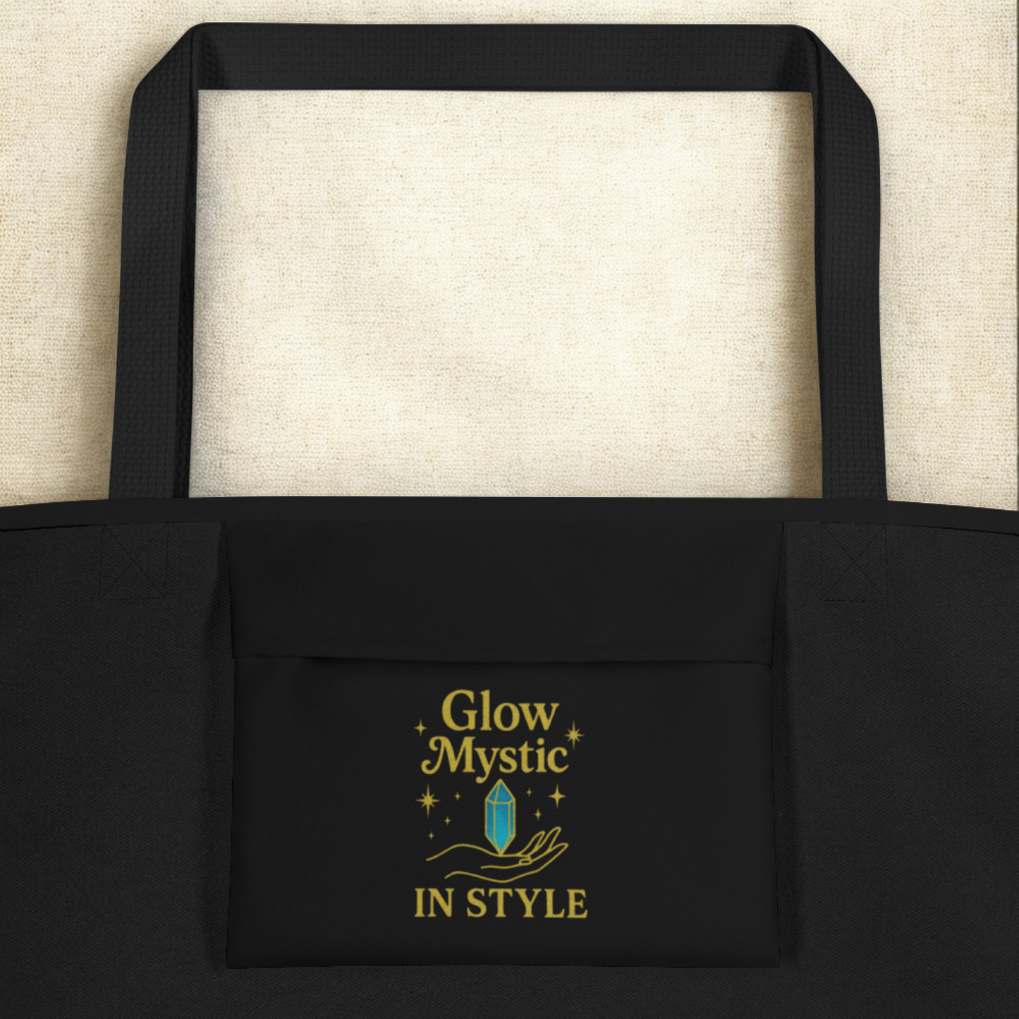 Mystic Blue Floral Goddess Large Tote Bag with durable handles and stylish floral design