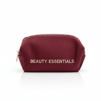 Glow Mystic in Style bordeauxrode velours make-up tas 20x10x10 cm met geborduurd Beauty Essentials in goud