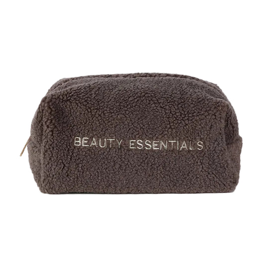 Glow Mystic in Style donkerbruin teddy makeup tasje op witte neutrale achtergrond.