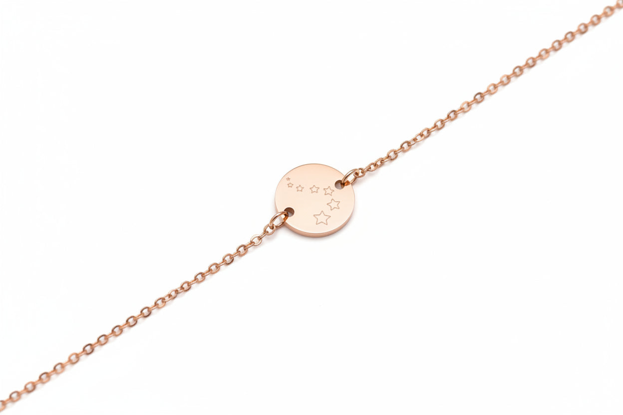 Roségouden Sterrenkindje Armband met gegraveerde sterretjes troostgeschenk stainless steel