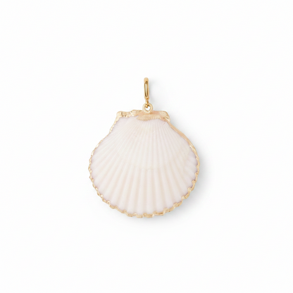 Grote witte schelp bedel met goudkleurige RVS sluiting van Glow Mystic in Style